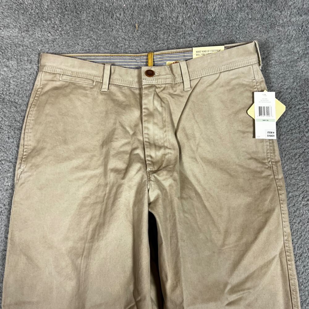 Timberland Chino Pants Mens 34x32 Khaki Straight Fit Casual Stretch New‎